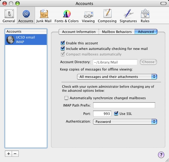 Mail setup on Mac with IMAP