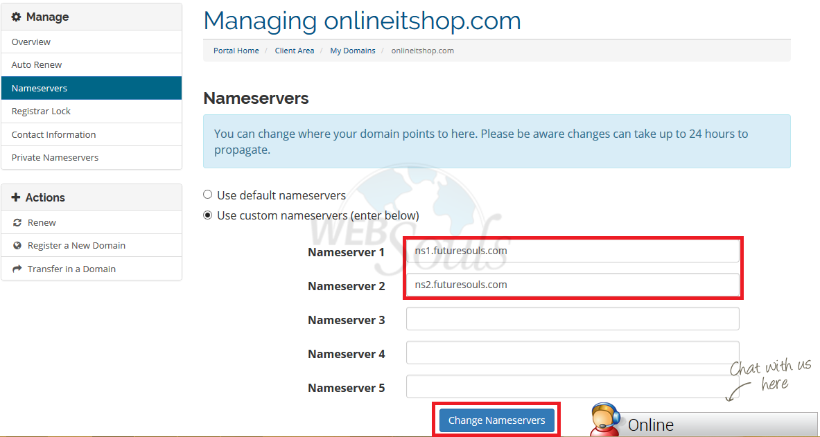 Domain Whois or Name Servers Change