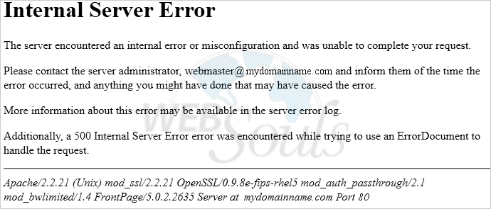 500 internal server error